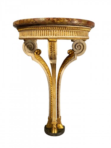 Console Louis XVI demi-lune à piétement tripode , estampillée G.Jacob