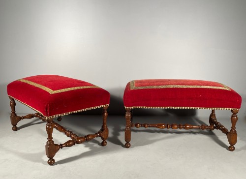 Louis XIV - Paire de tabourets de port, époque Louis XIV