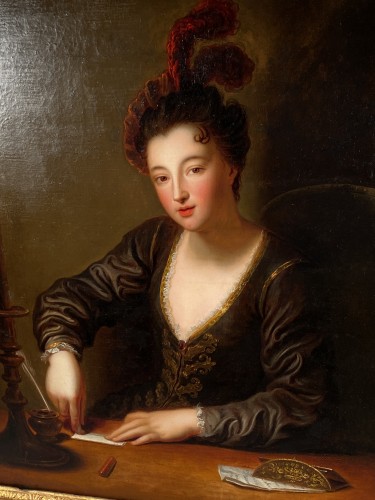 Tableaux et dessins Tableaux XVIIIe siècle - Jeune fille cachetant une lettre- Jean Baptiste Santerre 1707