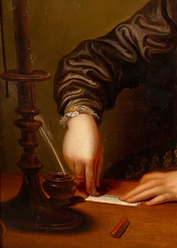 Antiquités - Jeune fille cachetant une lettre- Jean Baptiste Santerre 1707