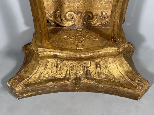 Louis XIV - Console with lambrequins in gilded wood, Louis XIV period