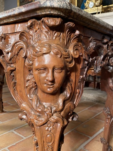 Table à gibier aux indiennes attribuée à Toro, Aix en Provence vers 1710 - Mobilier Style Louis XIV