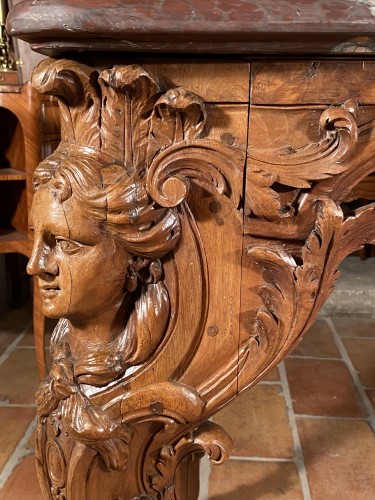 Antiquités - Table à gibier aux indiennes attribuée à Toro, Aix en Provence vers 1710