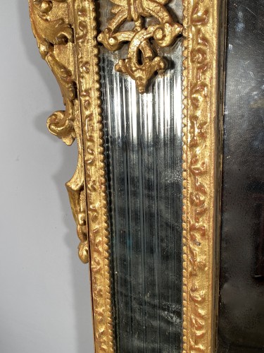 Gilt wood glazing mirror, Paris Louis XIV period - Mirrors, Trumeau Style Louis XIV