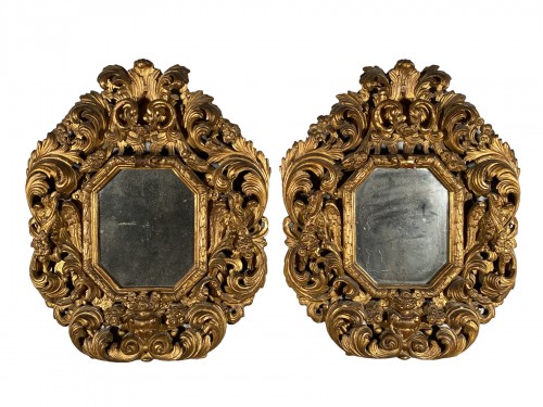 Pair of gilt wood mirrors, Aix en Provence circa 1700