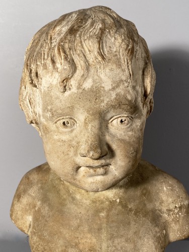 Plaster bust of a young boy , Workshop of Houdon circa 1790 - 