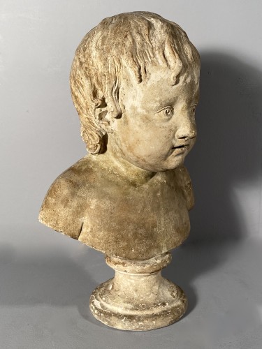 18th century - Plaster bust of a young boy , Workshop of Houdon circa 1790