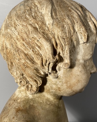Louis XVI - Buste de jeune garçon en plâtre, atelier de Houdon vers 1790