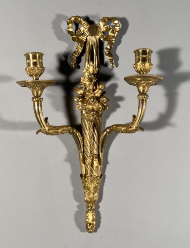 18th french pair of sconces with horns of abundance - Lighting Style Louis XVI