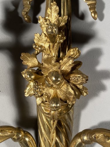 18th century - 18th french pair of sconces with horns of abundance