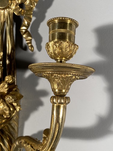 Louis XVI - 18th french pair of sconces with horns of abundance