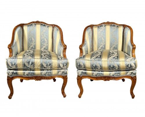 Paire de bergères gondoles par JB Boulard, Paris époque Louis XV