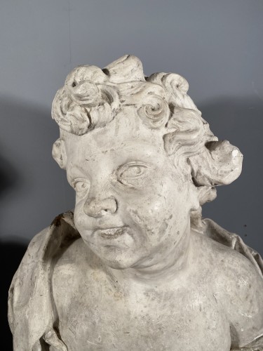 Sculpture Sculpture en Marbre - Eros et Antéros - Paire de bustes en plâtre, Italie 18e siècle