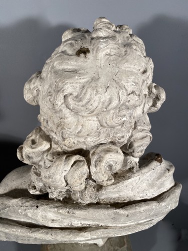 Eros et Antéros - Paire de bustes en plâtre, Italie 18e siècle - Louis XIV