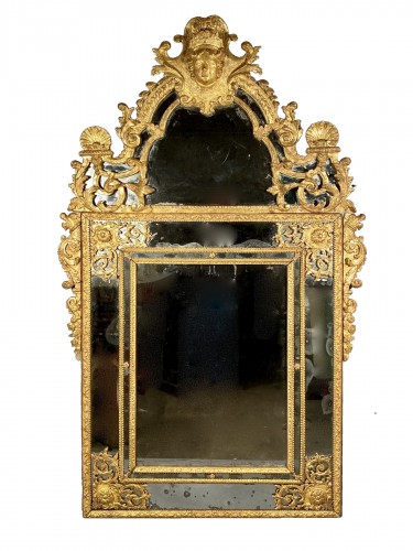 Miroir à parcloses en bois doré, Paris époque Louis XIV