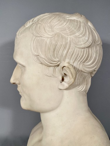 19th century - Marble bust of Napoleon in Hermès after Chaudet, Empire period.
