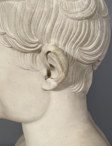 Buste en marbre de Napoléon en Hermès d’après Chaudet, époque Empire - Empire