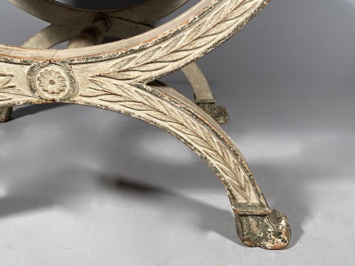 Seating  - Pair of curule stools in lacquered wood, 19th century