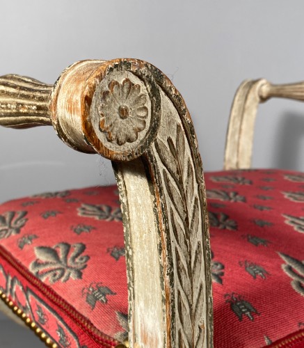 Pair of curule stools in lacquered wood, 19th century - 