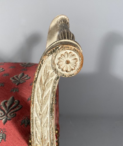 Antiquités - Pair of curule stools in lacquered wood, 19th century
