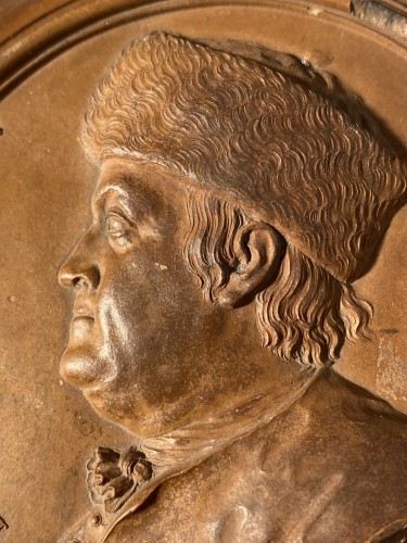 Benjamin Franklin à la toque de Fourrure, J.B NINI 1777 - Sculpture Style Louis XVI