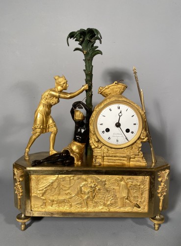 XIXe siècle - Pendule Atala délivrant Chactas, Paris époque Empire vers 1810