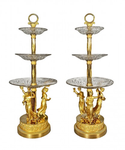 Paire de coupes bronze et cristal signées Thomire vers 1810