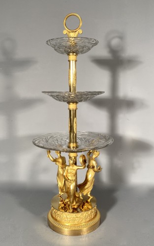 Paire de coupes bronze et cristal signées Thomire vers 1810 - Empire