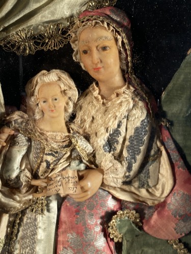 Religious Antiques  - St Anne and the Virgin, dressed wax, workshop of the Guillot Brothers, Nanc