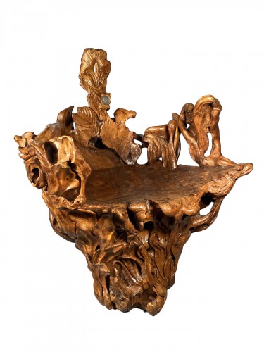 Armchair carved in an olive tree trunk, Provence around 1815