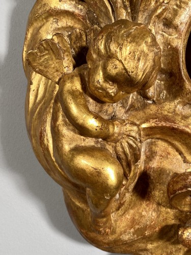 Cartel with carved and gilded wood, Alsace circa 1752. - Horology Style Louis XV