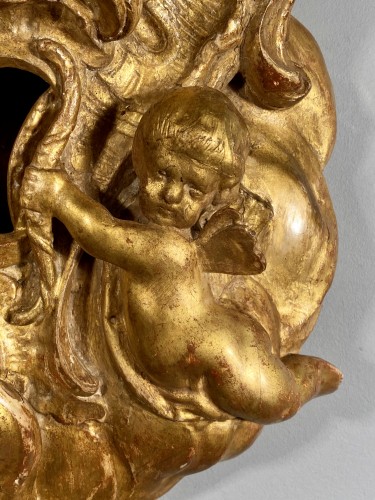 Horology  - Cartel with carved and gilded wood, Alsace circa 1752.
