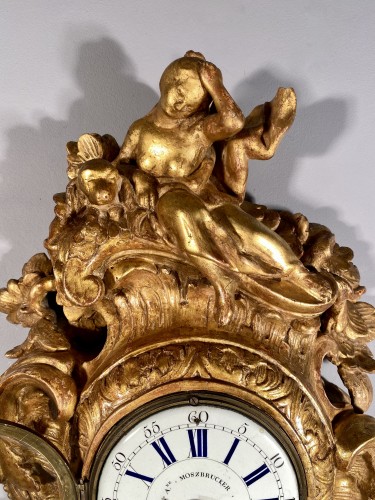 Cartel with carved and gilded wood, Alsace circa 1752. - 