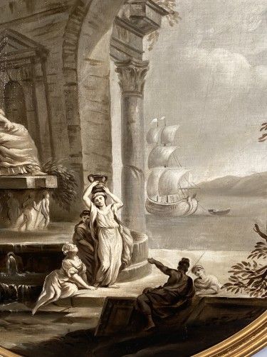 Paire de grisailles vues de ports, Provence vers 1800 - Franck Baptiste Provence