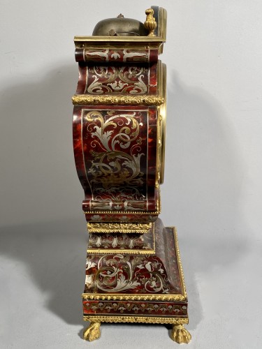 Antiquités - Pendule « tête de poupée » en marqueterie Boulle, Paris époque Louis XIV