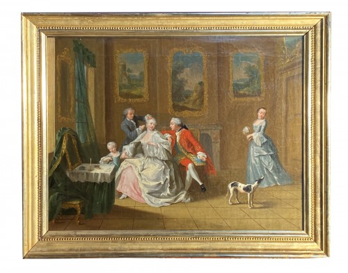 The hairdressing lesson, French school circa 1750