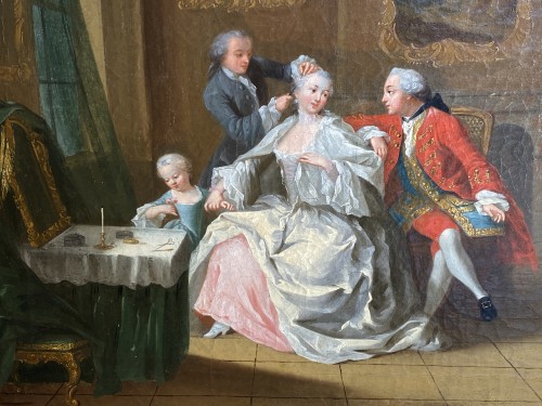 XVIIIe siècle - La leçon de coiffure, école française vers 1750
