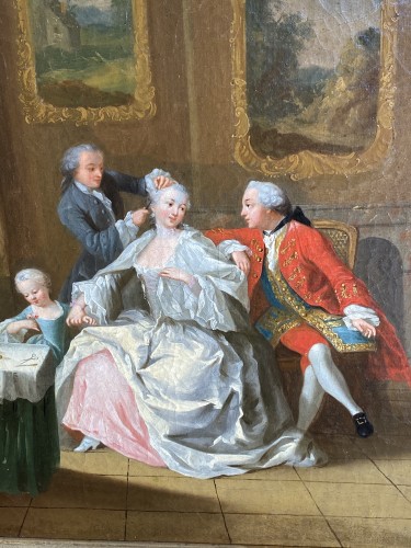 The hairdressing lesson, French school circa 1750 - Louis XV