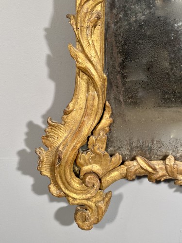 Mirrors, Trumeau  - Italian fine 18th mirror in gilded wood, Genoa circa 1750