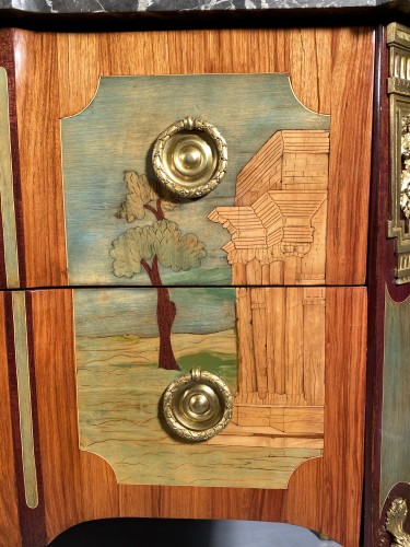 Commode en marqueterie de ruines par A.L Gilbert, Paris vers 1775 - Franck Baptiste Provence