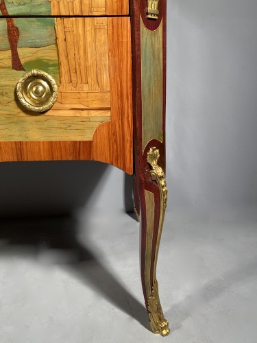 Antiquités - Commode en marqueterie de ruines par A.L Gilbert, Paris vers 1775