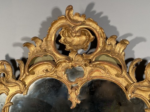 Gilt wood mirror, Provence Louis XV period circa 1750 - Mirrors, Trumeau Style Louis XV