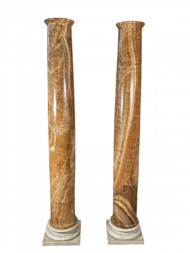 Paire de colonnes en albâtre rubané, Rome 17e siècle