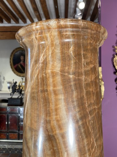 Pair of columns in ribboned alabaster, Rome 17th century - Decorative Objects Style Louis XIV
