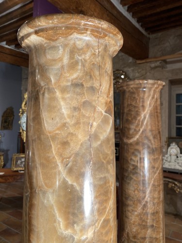Decorative Objects  - Pair of columns in ribboned alabaster, Rome 17th century