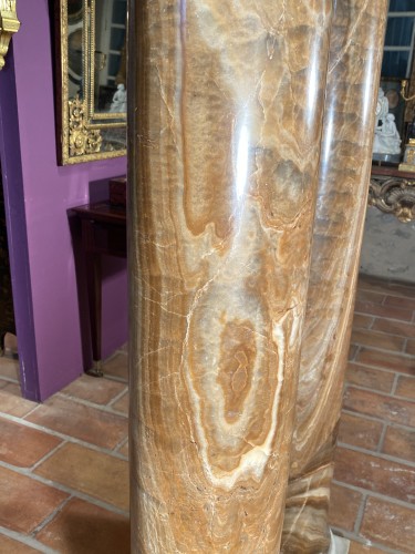 17th century - Pair of columns in ribboned alabaster, Rome 17th century