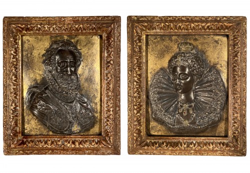 Paire de plaques en fer damasquiné, G.Dupré vers 1600