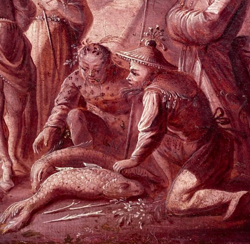 Les pêcheurs chinois, attribué à Vigoureux Duplessis 18e siècle - Tableaux et dessins Style Régence