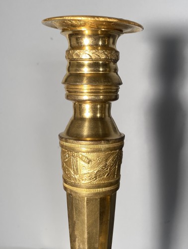 Luminaires Bougeoirs et Chandeliers - Flambeaux séditieux aux profils de l’empereur vers 1815