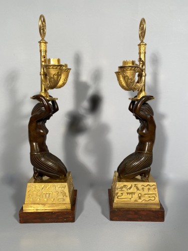 Antiquités - Pair of candelabra for Louis Bonaparte in St Leu around 1804